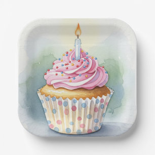 Birthday Party Cupcake Paper Plates