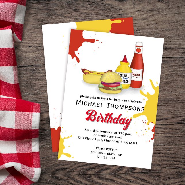 Birthday Party Custom Outdoor BBQ  Invitation (Cute Birthday Party Custom Invitations)