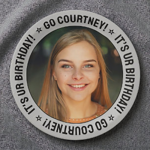 Birthday Party Custom Photo and Text Fun Silver Paper Plate