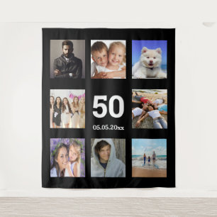 Birthday party custom photo collage black guy tapestry