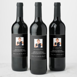 Birthday party custom photo fun facts biography wine label