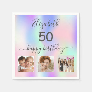 Birthday party custom photo holographic napkin
