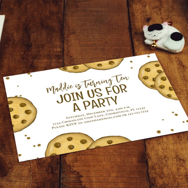 Birthday Party Cute Cookie Invitation (Chocolate chip cookies birthday invitations)