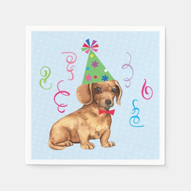 Birthday Party Dachshund Napkin (Front)