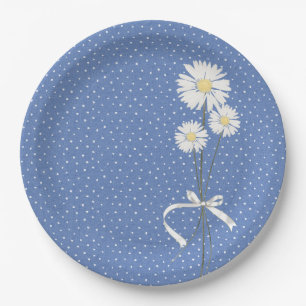 Birthday party daisy bouquet and dots paper plate