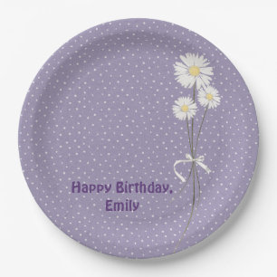 Birthday party daisy bouquet and dots paper plate