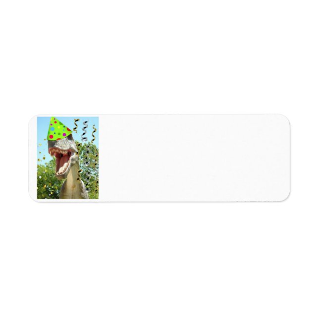 Birthday Party Dinosaur Animal Return Address Label (Front)