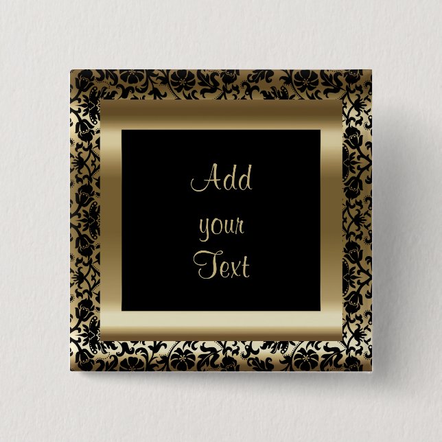 Birthday Party | DIY Text | Black Gold 15 Cm Square Badge (Front)