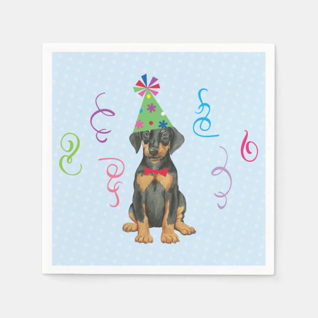 Birthday Party Doberman Napkins (Front)