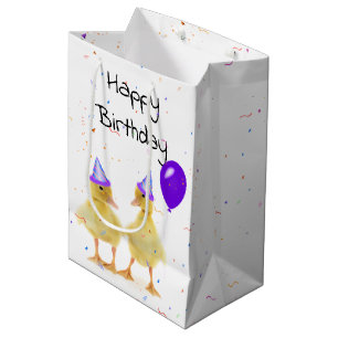 Birthday Party Ducks with Balloon Medium Gift Bag