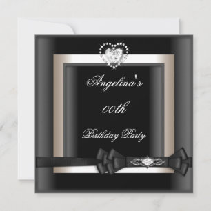 Birthday Party Elegant Black White Diamond Invitation