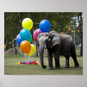 Birthday Party Elephant Photography Background  Poster