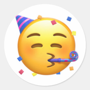 Birthday Party Emoji Classic Round Sticker
