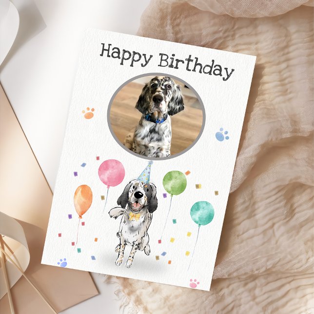 Birthday Party English Setter Dog Animal Card (Creator Uploaded)