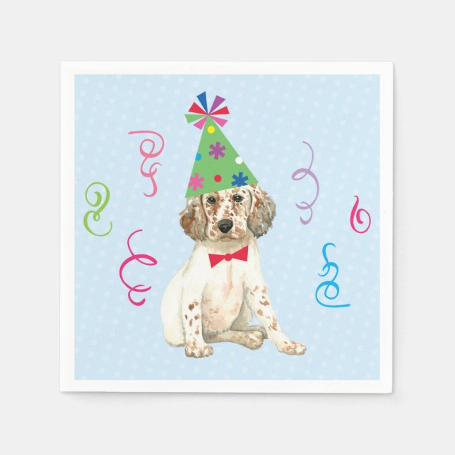 Birthday Party English Setter Napkins (Front)