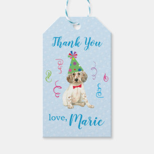 Birthday Party English Setter Thank You Gift Tags