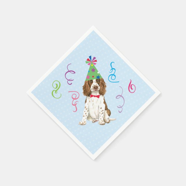 Birthday Party English Springer Spaniel Napkin (Corner)