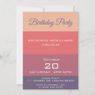 Birthday Party-Fall Coloured Stripes- Invitation