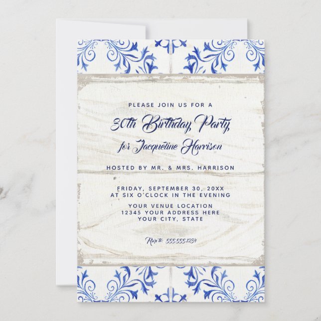 Birthday Party Farmhouse Watercolor Wood Rustic Invitation (Front)
