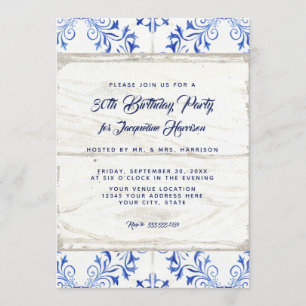 Birthday Party Farmhouse Watercolor Wood Rustic Invitation