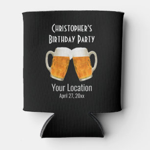 Birthday Party Favour Beer Cheers Modern Typograph Can Cooler