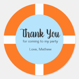 Birthday Party Favour Lifebuoy Thank You Classic Round Sticker