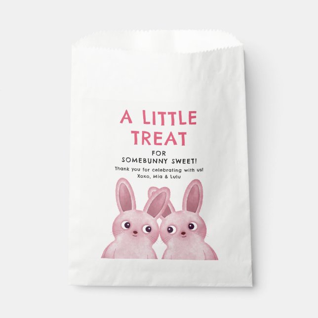 Birthday Party for Girls with Pink Bunnies Favour Bag (Front)