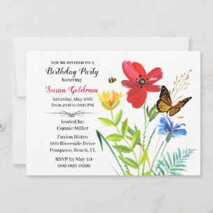 Birthday Party for Women Flower Design Invitation