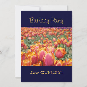 Birthday Party! for Your Name Invitations Tulips