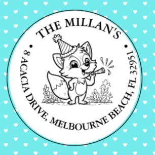 birthday party fox theme self-inking stamp