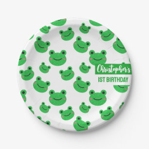 Birthday Party Frog Modern Pattern Paper Plate