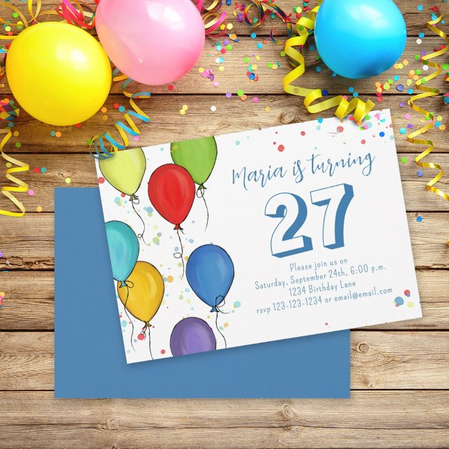 Birthday Party Fun Celebration Balloons Confetti Invitation (Creator Uploaded)