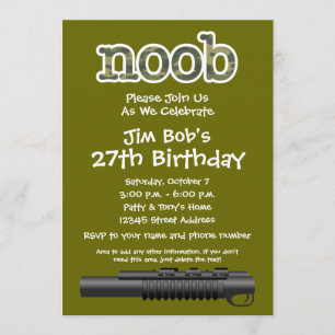 Birthday Party - Funny Noob Gamer Invitation