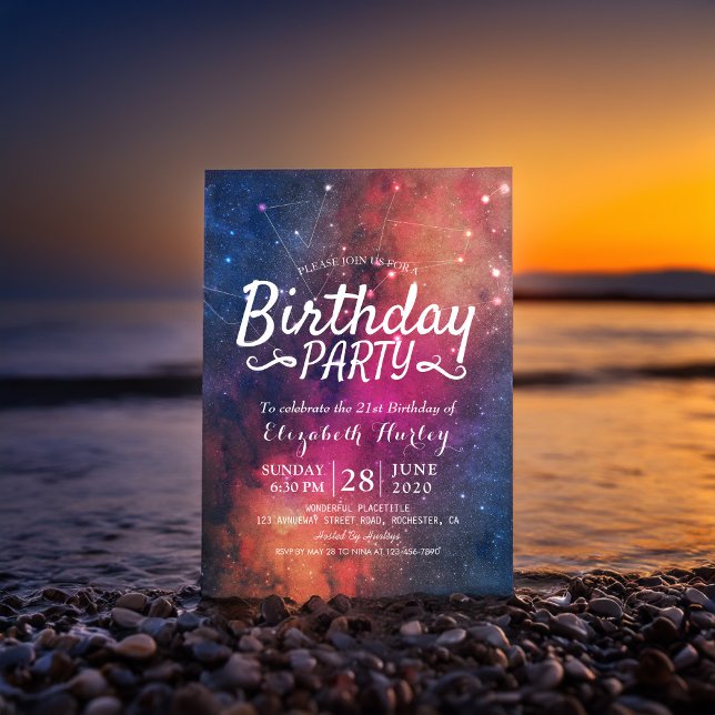 Birthday Party Galaxy Stars Nebula Constellations Invitation (Creator Uploaded)