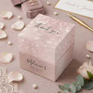 Birthday party glitter rose gold metallic name favour box