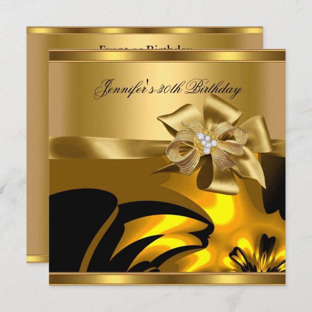 Birthday Party Gold Abstract Diamond Jewel Invitation (Front/Back)