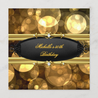 Birthday Party Gold Black Diamond Invitation