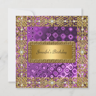 Birthday Party Gold Black Purple Any age Invitation