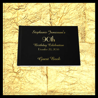Birthday Party Gold FOIL on Black Cover Memory Guest Book