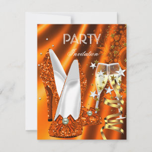 Birthday Party Gold Orange Yellow Shoes Invitation