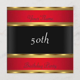 Birthday Party Gold Red Black Invitation