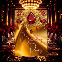 Birthday Party Gold Silk Ruby Red jewel