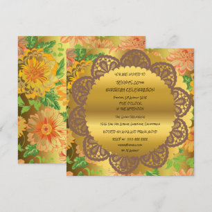 Birthday Party Golden Floral Royal Ornament Invitation