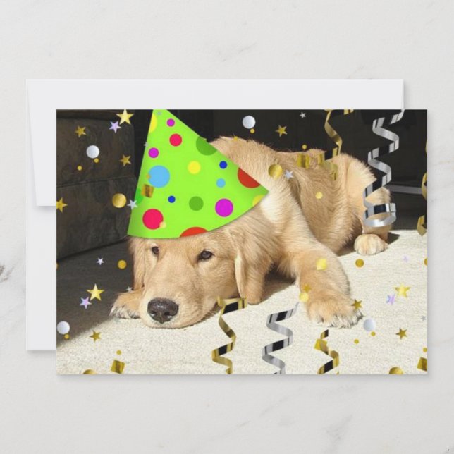 Birthday Party Golden Retriever Invitation (Front)