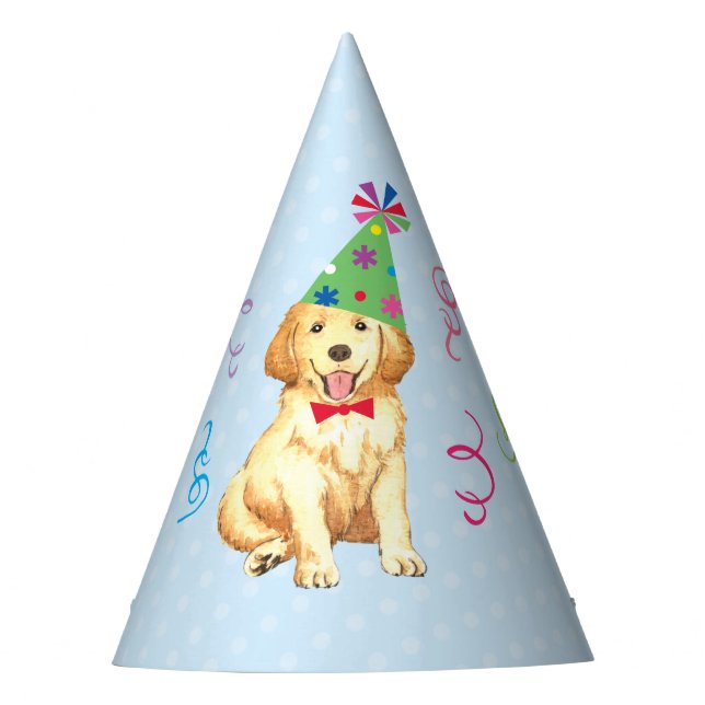 Birthday Party Golden Retriever Party Hat (Front)