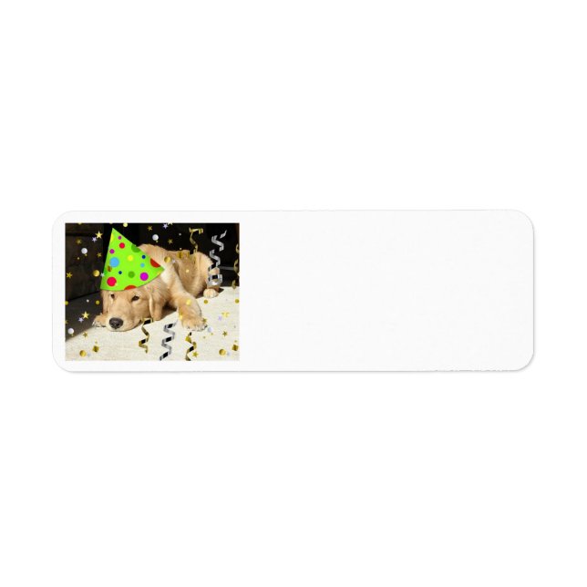 Birthday Party Golden Retriever Return Address Label (Front)
