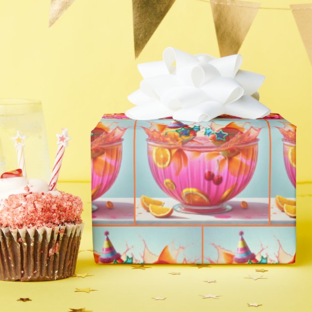 Birthday Party Goldfish in Punch Bowl Wrapping Paper (Birthday Party)