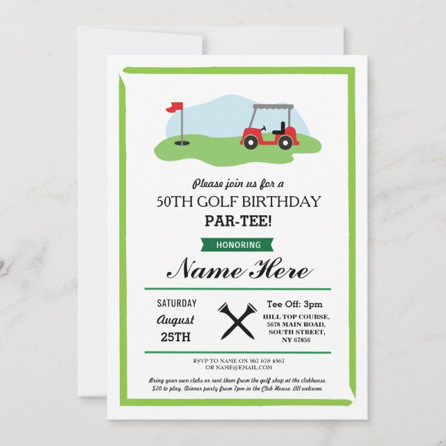 Birthday Party Golf Any Age 50th 60th Invitation (Front)
