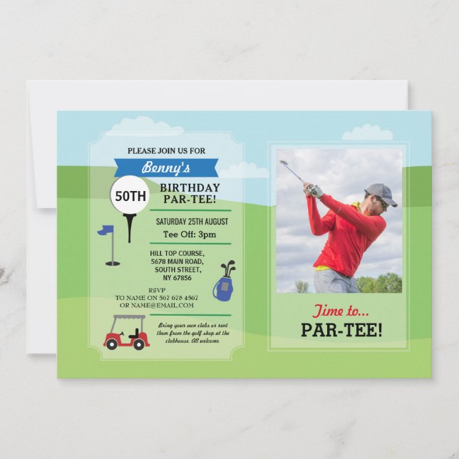 Birthday Party Golf Any Age Golfing Photo Invite (Front)