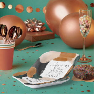 Birthday party Green terracotta abstract decor Pap Paper Plate